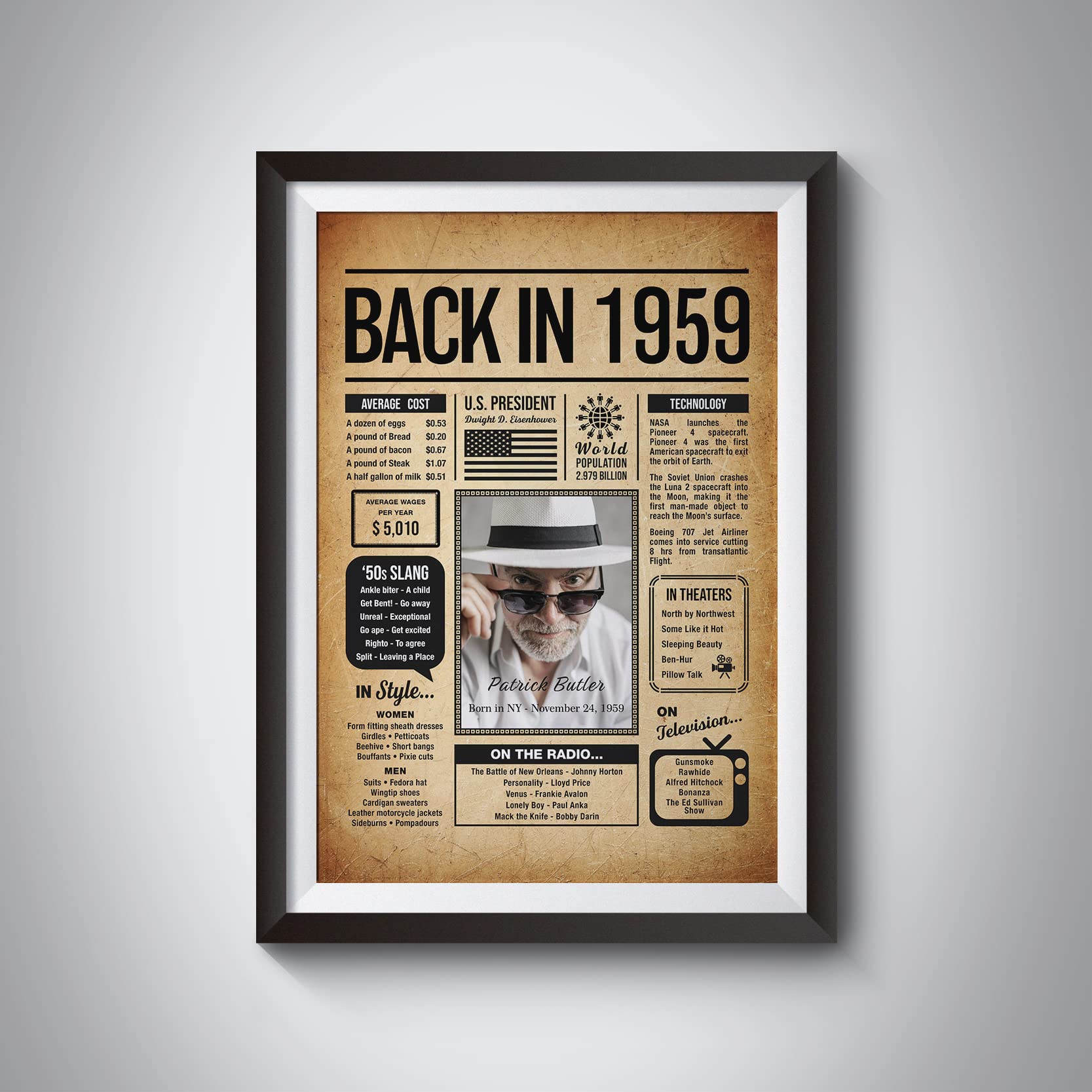 Amazon.com: Back in 1959 Poster Sign, Personalized Birthday Gifts