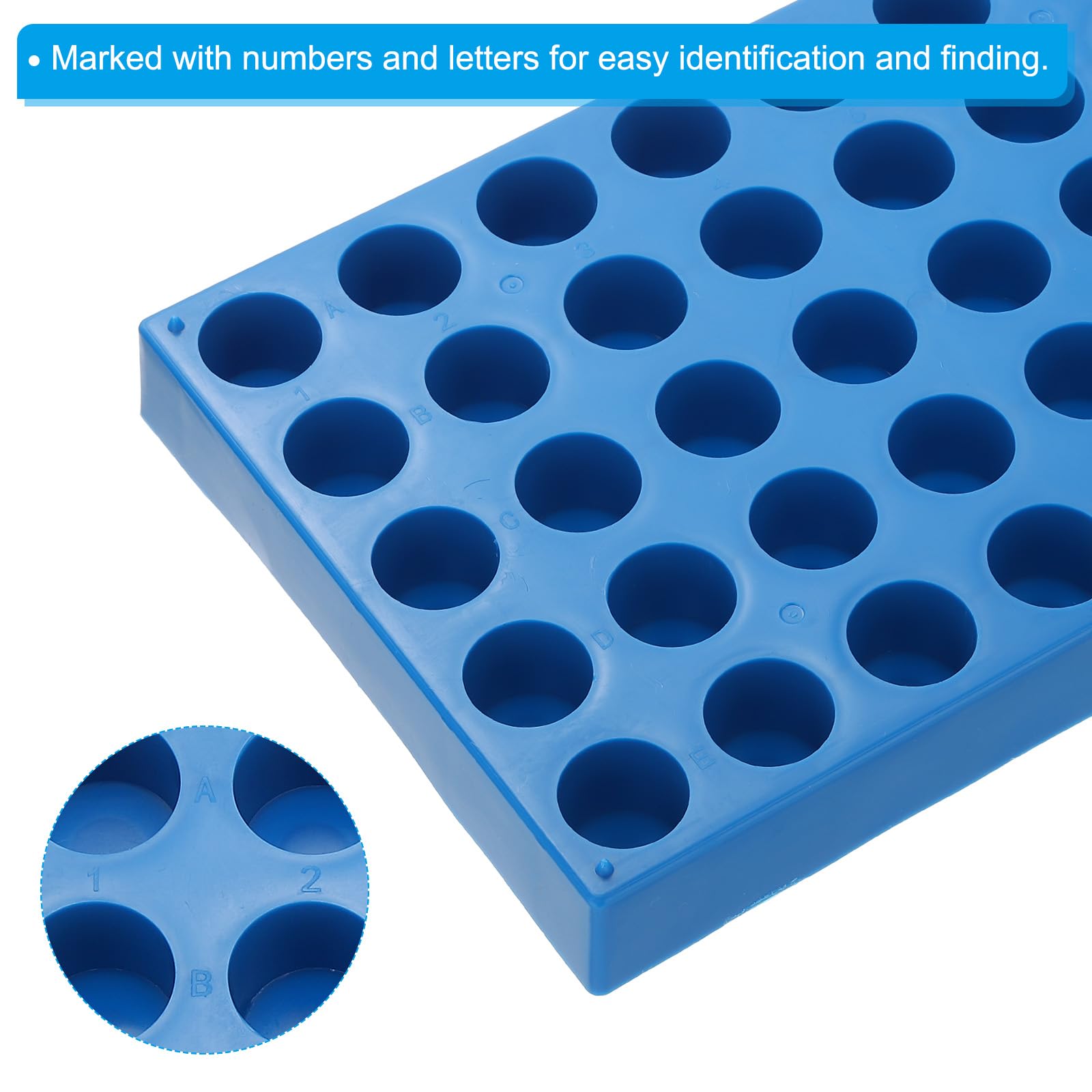 PATIKIL Probenröhrchenständer Für 10ml Autosampler Fläschchen Probenröhrchenschale 40-Well Stapelbarer Teströhrchenständer Halter Für Mikrozentrifugenröhrchen Blau