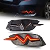 LED Rear Bumper Light For 2016-2021 10th Gen Honda Civic LX EX Touring Sedan Tail Bumper Break & Fog Lights With Dynamic Sequential Turn Signal (Carbon Fiber Pattern)