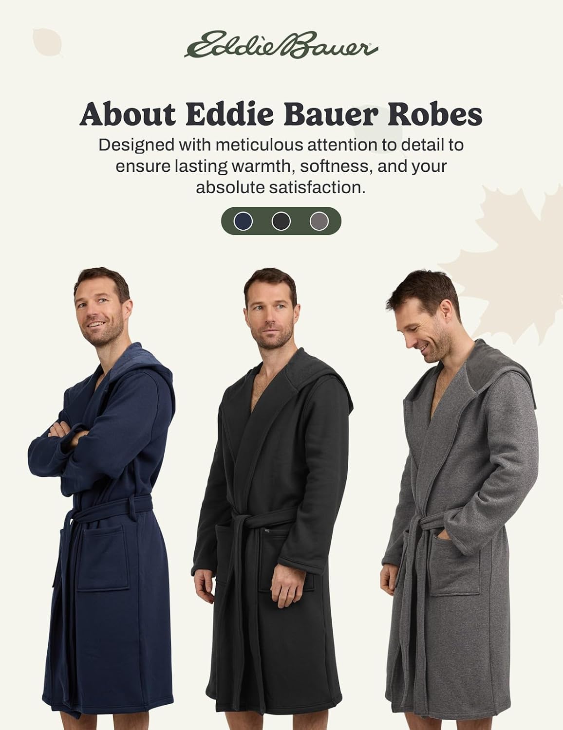 Eddie Bauer Mens Robe - Luxury Fleece Bathrobe with Hood and Pockets | Soft Warm Plush Winter Bath Robe for Men - Image 9
