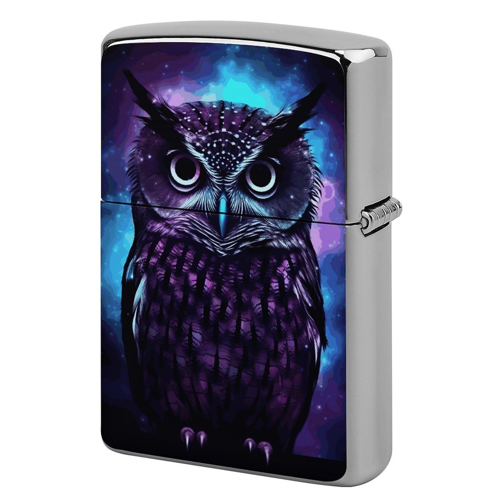 Purple Owl Lighter Case Vintage Metal Lighter Cover Reusable Lighter Protective Sleeve Unique Design Personalized Lighter Sleeve Holder Against Dust and Scratches