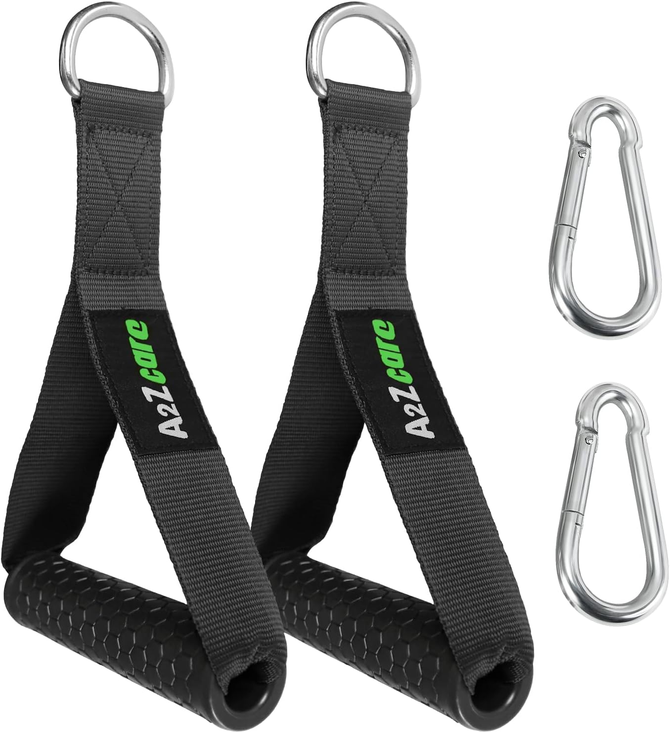 A2ZCARE Heavy Duty Exercise Handles - Premium Exercise Hand Grips Attachment for Pulley LAT Pulldown System (A. Exercise Handles (Black) and 2 Snap Hook)