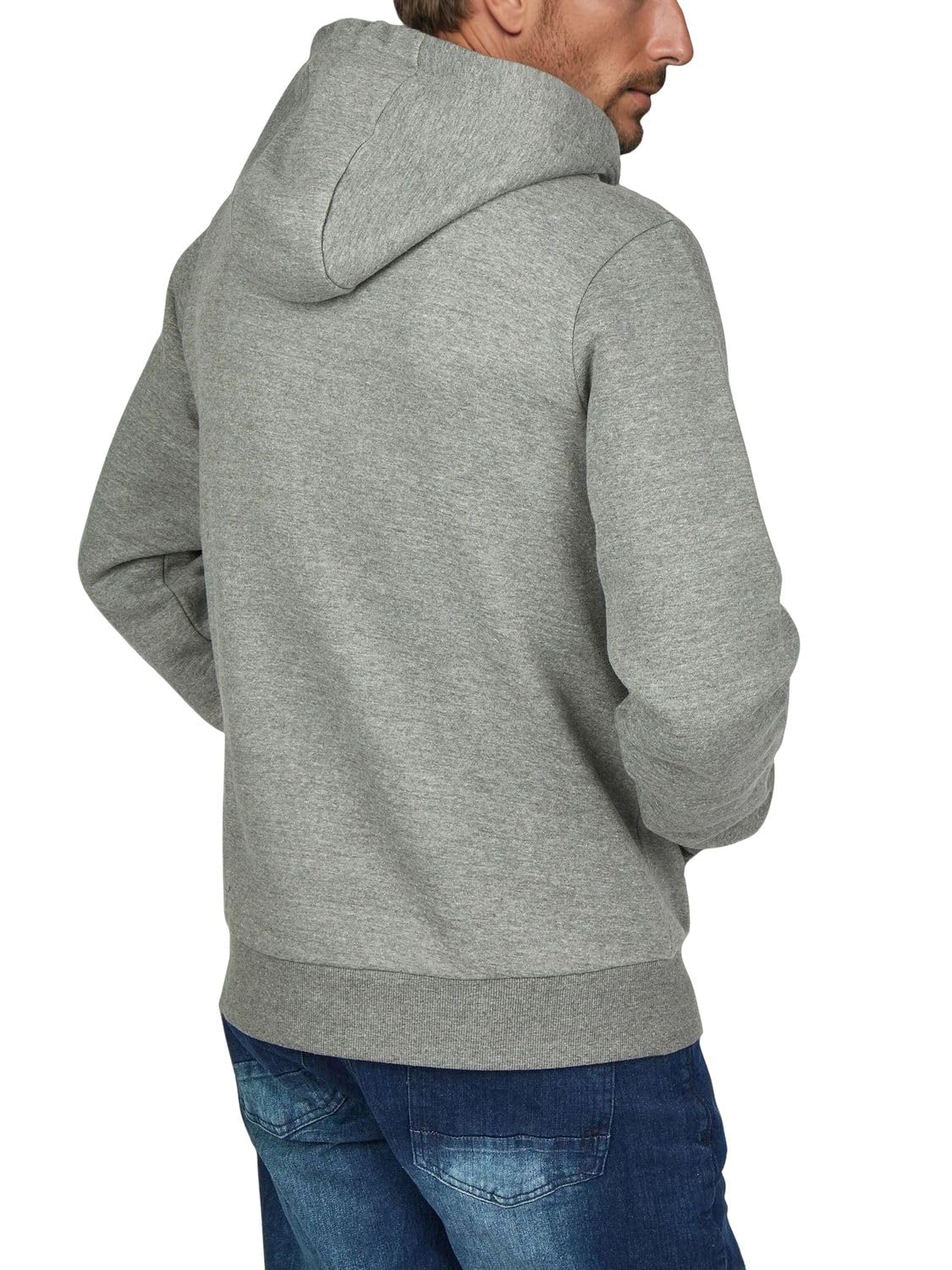 DENIMFY Męska bluza z kapturem, regularny krój, DFBenno, sweter z kapturem, granatowy, rozmiar 4XL, kolory: szary melanż, standardowy 2-toppy pomarańczowy
