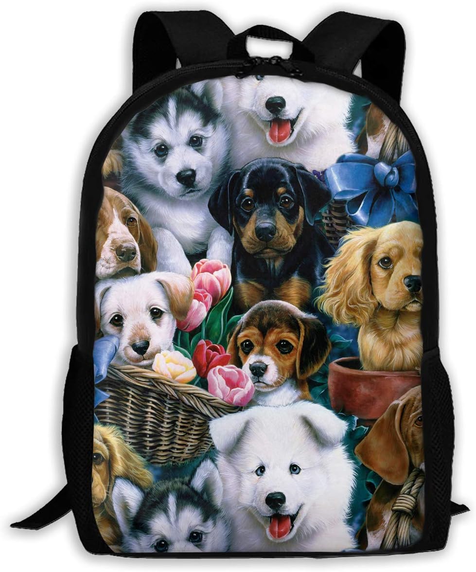 School Backpack Dog Baskets And Dogs Print Travel Backpack Laptop Electronics