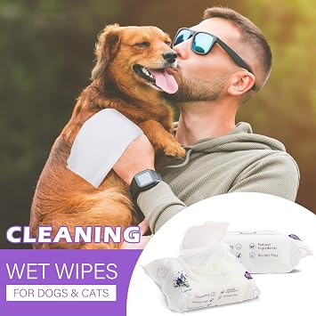 Treela 10 Pack Dog Pet Wipes, 80 Count Paws Body, Lavender