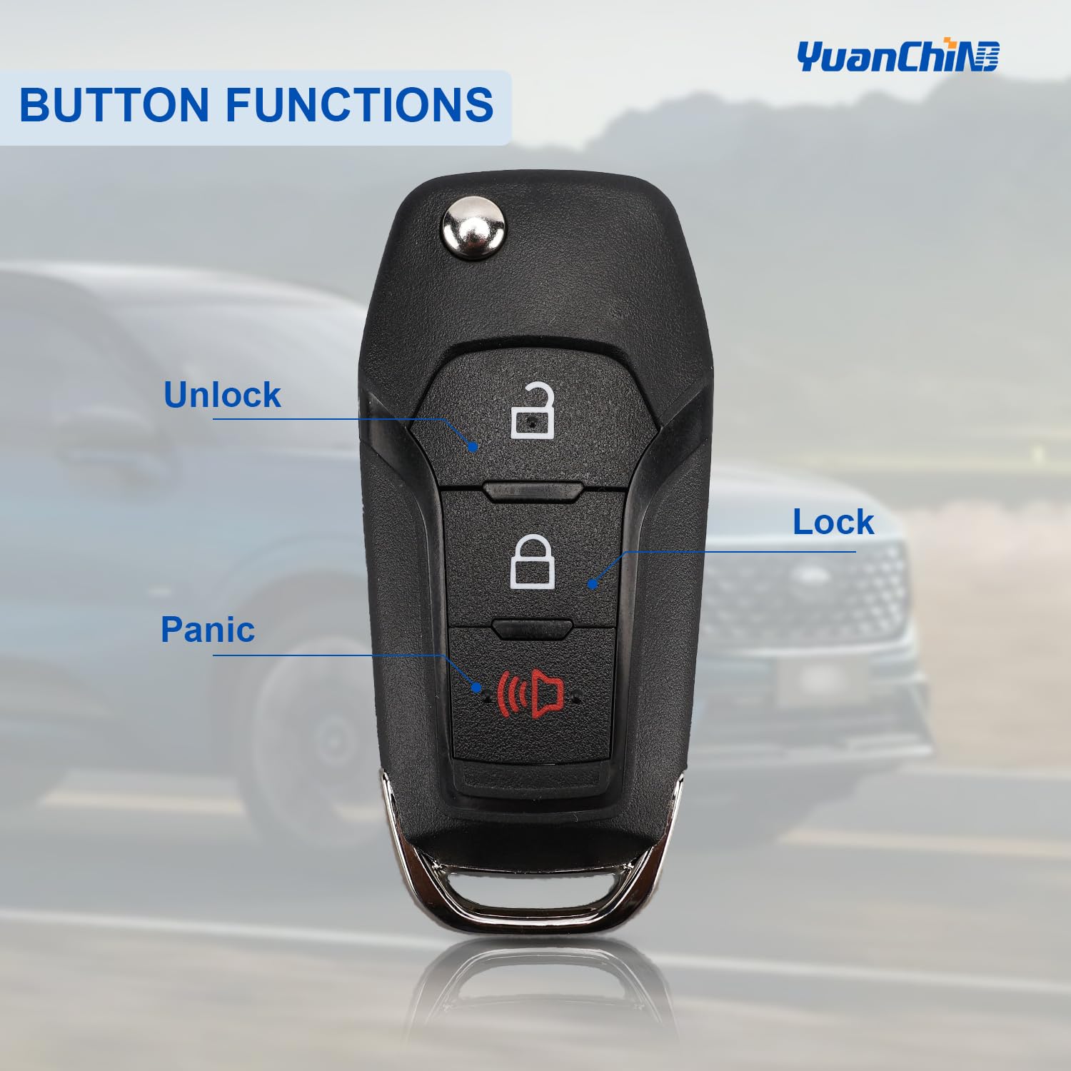 N5F-A08TAA Folded Key Fob Replacement Fit for 2015-2020 Ford F150 2017-2022 F250 F350 F450 F550 Ecosport Explorer Ranger Bronco 315 Mhz Keyless Entry Remote Fob