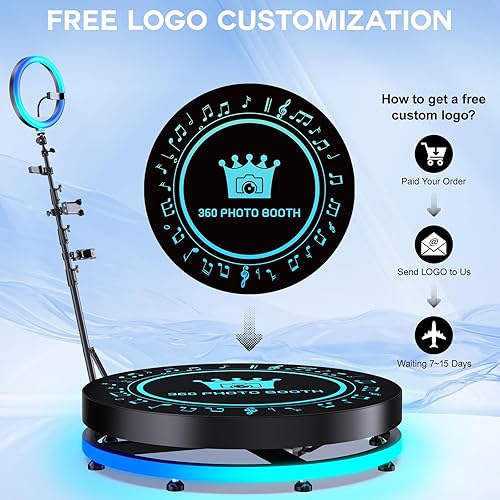Miniatura 3 de Actualizada Máquina de cabina de fotos 360 para fiestas de 31.6 pulgadas, máquina de cabina de video 360 para exposiciones de cumpleaños de boda con