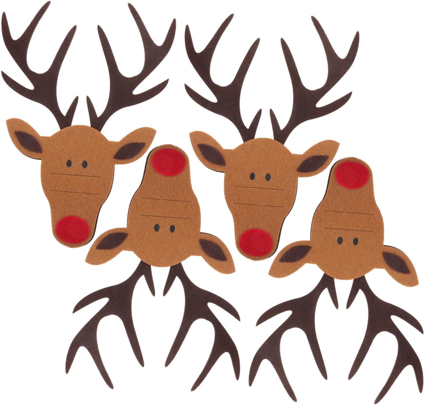 PRETYZOOM 4pcs Christmas Elk Cutlery Holders Adorable Felt Silverware Bags for Holiday Table Decor for Family Gatherings and Festive Banquets
