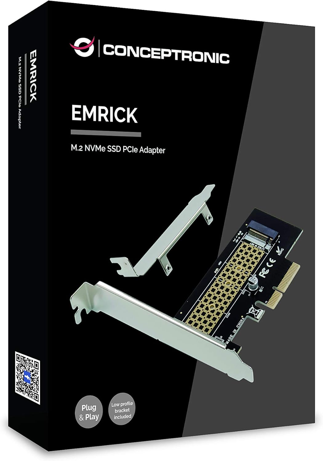 Conceptronic EMRICK05B PCI Express Card M.2 NVMe SSD PCIe Adapter