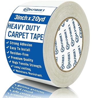 Double Sided Carpet Tape for Area Rugs, 3IN x 20YD Heavy Duty Rug Tape
