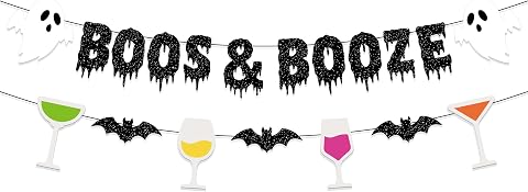 Actilize BOOS & BOOZE Halloween Glitter Banner