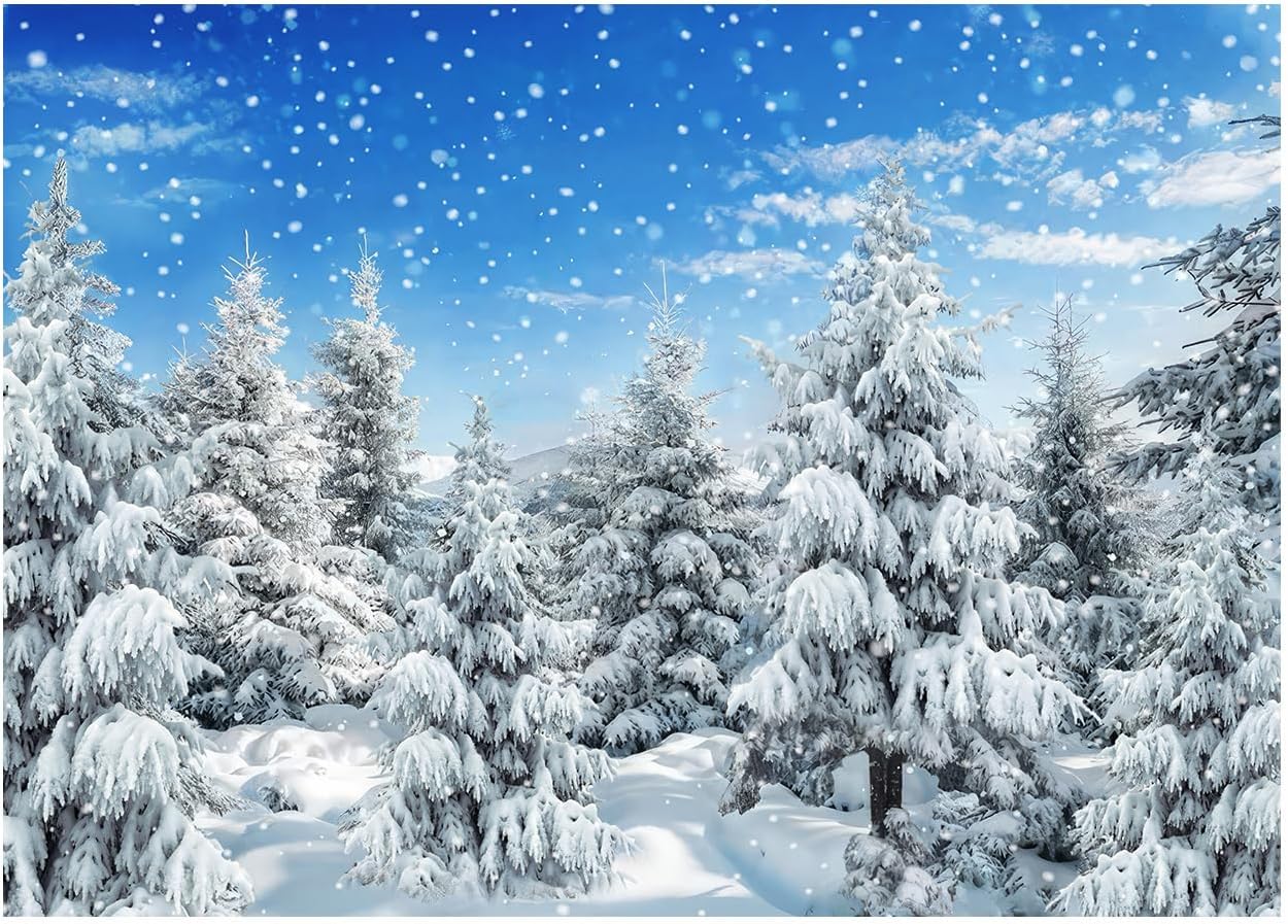 AIIKES 7x5ft Winter Snow Scene Backdrop Winter Forest Photography ...