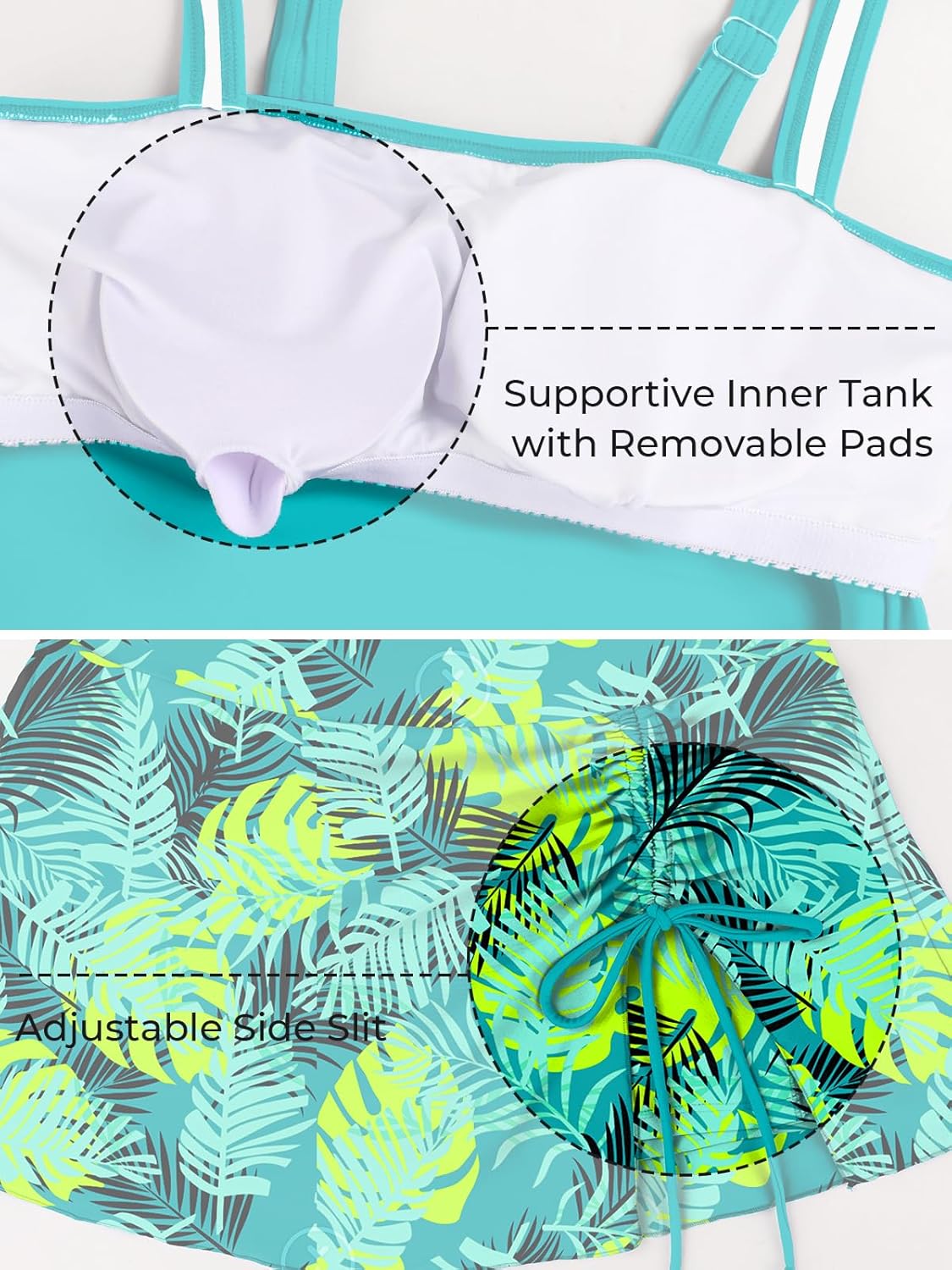 Summer Mae Women's Tankini Swimsuits with Skirt Two Piece Tummy Control Bathing Suits Printed Swimdress Swimwear 2026
