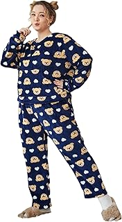 بيجاما قطيفه حريمي بيج سايز بنطلون وتوب برسوم وكتابات مطبوعه