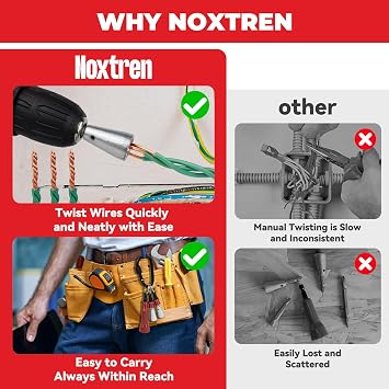 6PCS Wire Twister Tool for Drill with Bit Holder Keychain, Wire Nut Twister for Drill with 1/4 Hex Shank Professional Electrician Tools for 922 AWG Wire Connector Twisting
