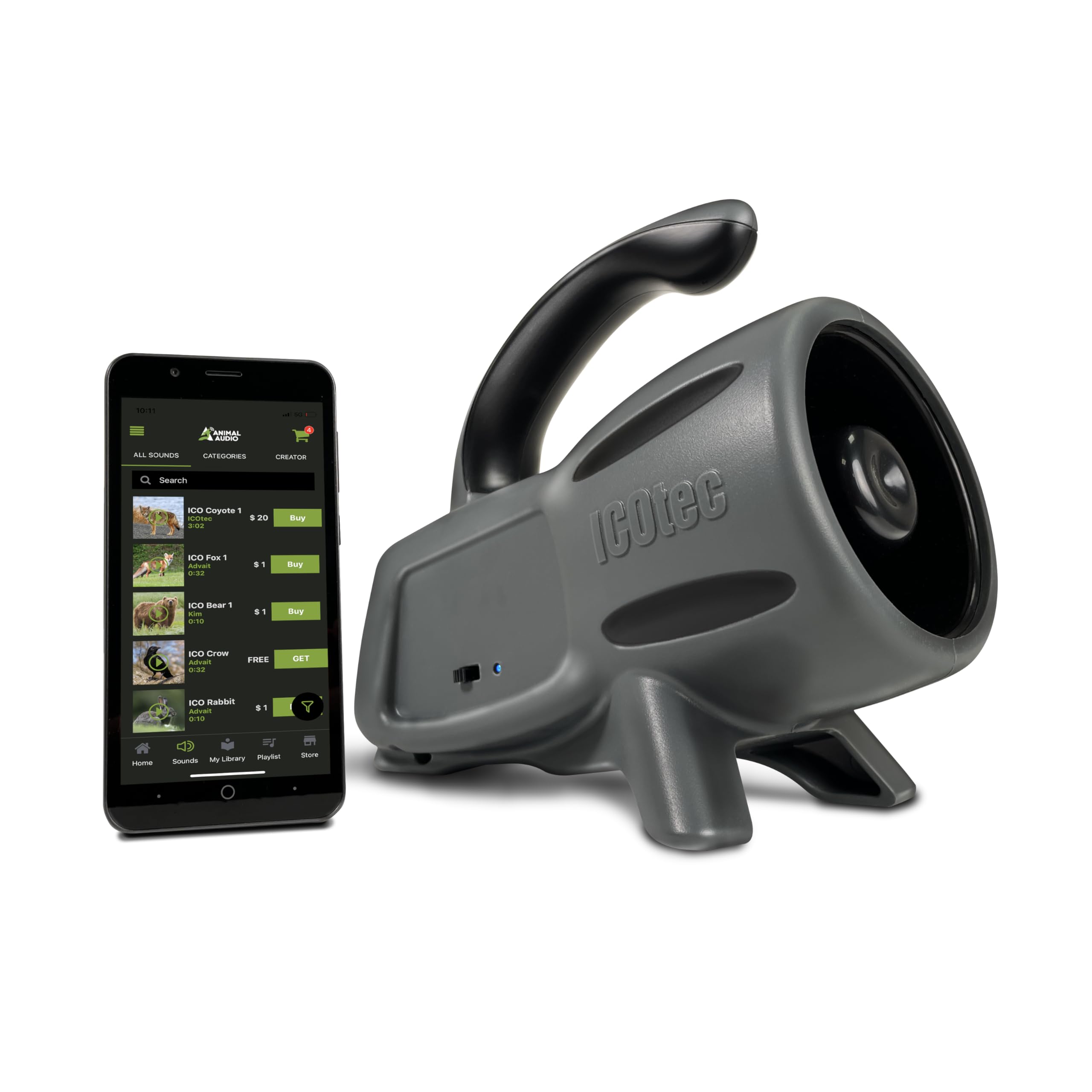 Rascal Bluetooth Predator Call - 100 Yard Range - Plays Any Sounds Your Phone can Play - Free Animal Audio app