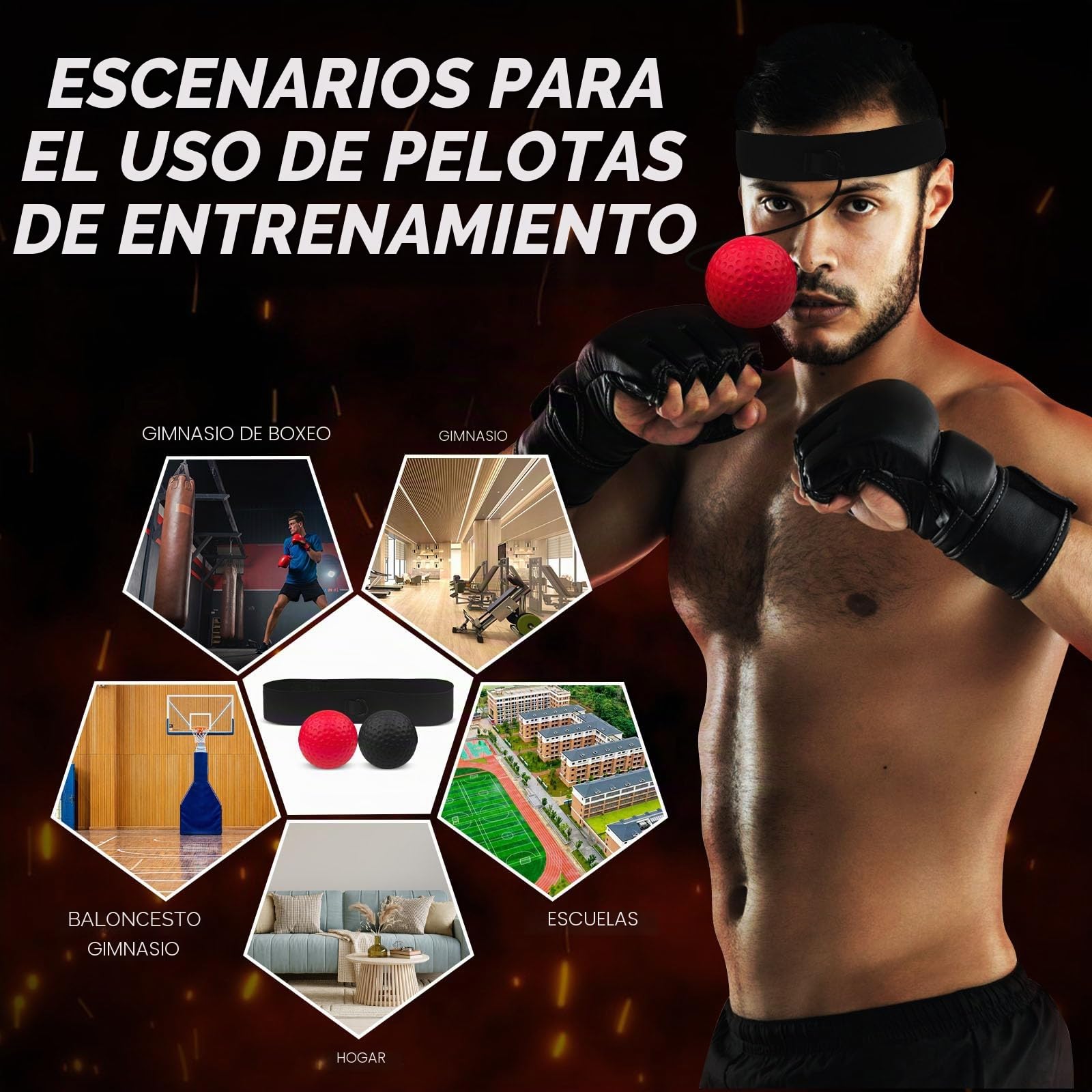 Rseuphiee Pelota Entrenamiento Reflejos Boxeo 2 Pelotas Reacción 1 Diadema Ajustable Coordinación Mano-Ojo