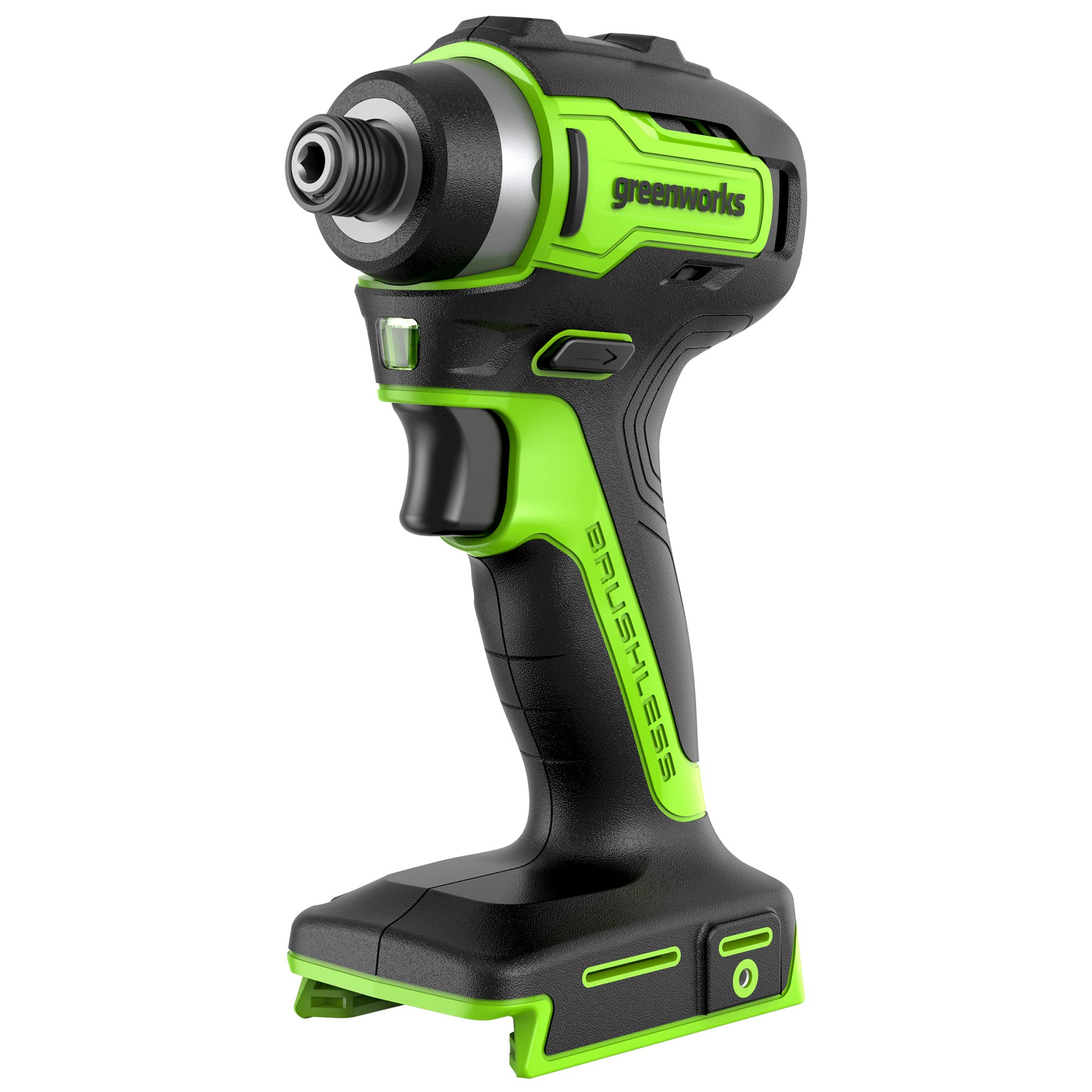 Greenworks 24V Destornillador de impacto inalámbrico sin escobillas 220 Nm, portabrocas hexagonal de 6,35 mm, velocidad variable, solo herramienta. Modelo ID3220