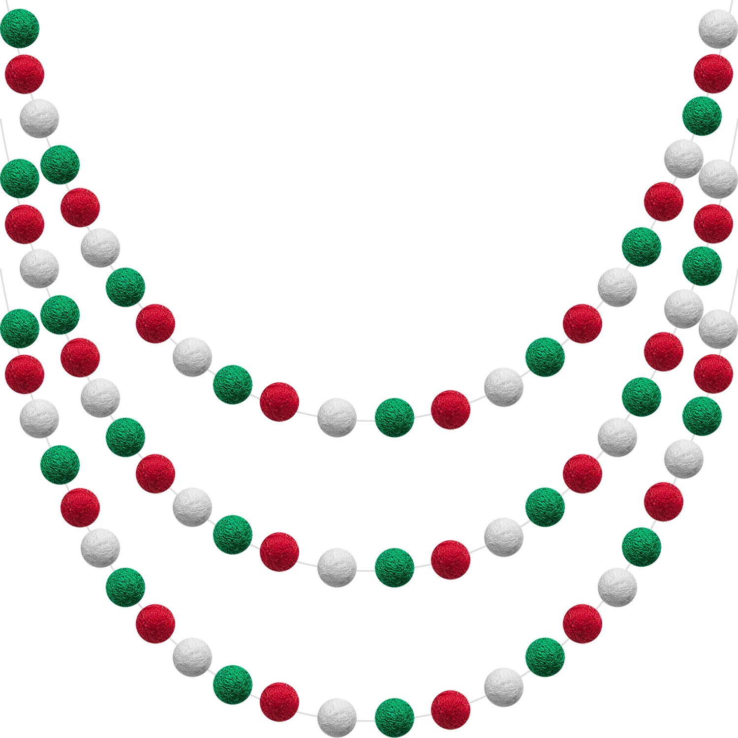 WILLBOND 3 Pieces Wool Felt Rainbow Ball Garland Colorful Pom Pom 6.5 ft Long 24 Ball Garland for Easter Mardi Gras Classroom Halloween Thanksgiving