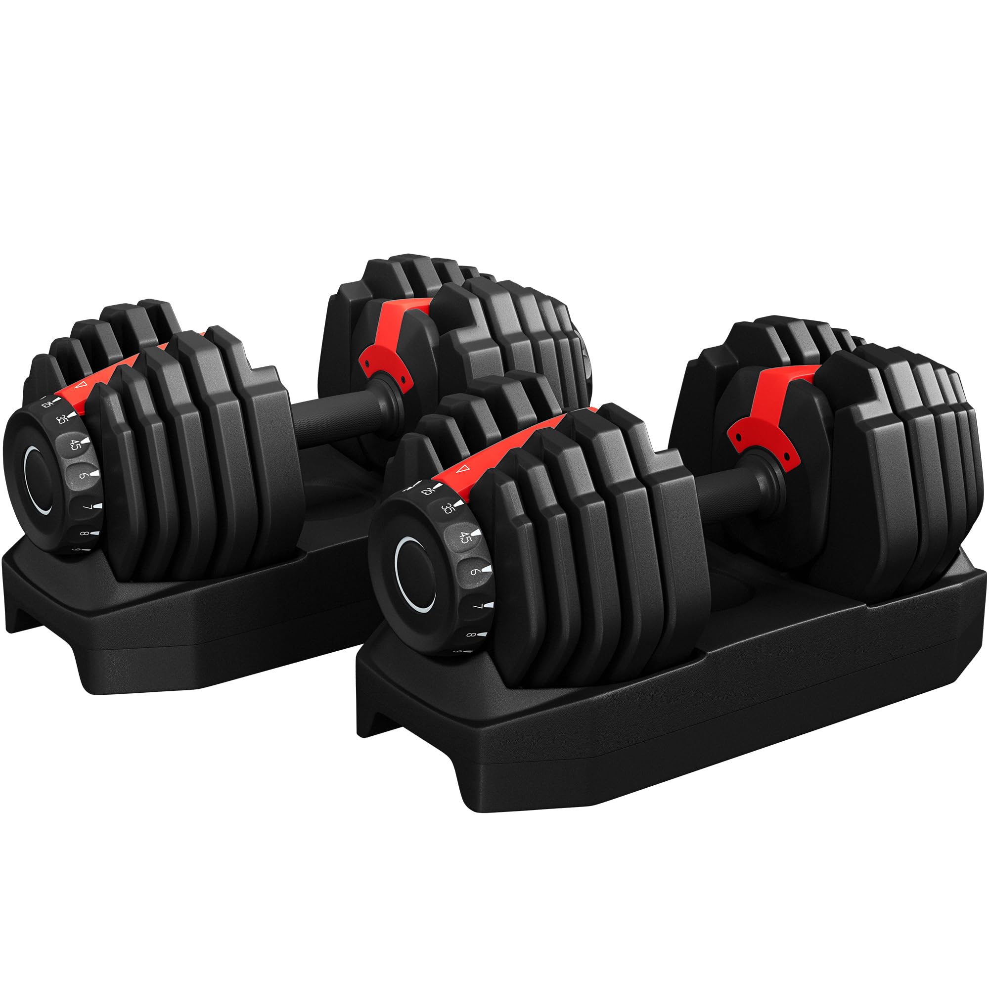 Yaheetech Kit de 1-2pcs Mancuerna Ajustable 5-15 Niveles Rápido 2-25kg Seguridad de Doble Bloqueo, Agarre Antideslizante, Ahorro de Espacio Para Gimnasio en Casa