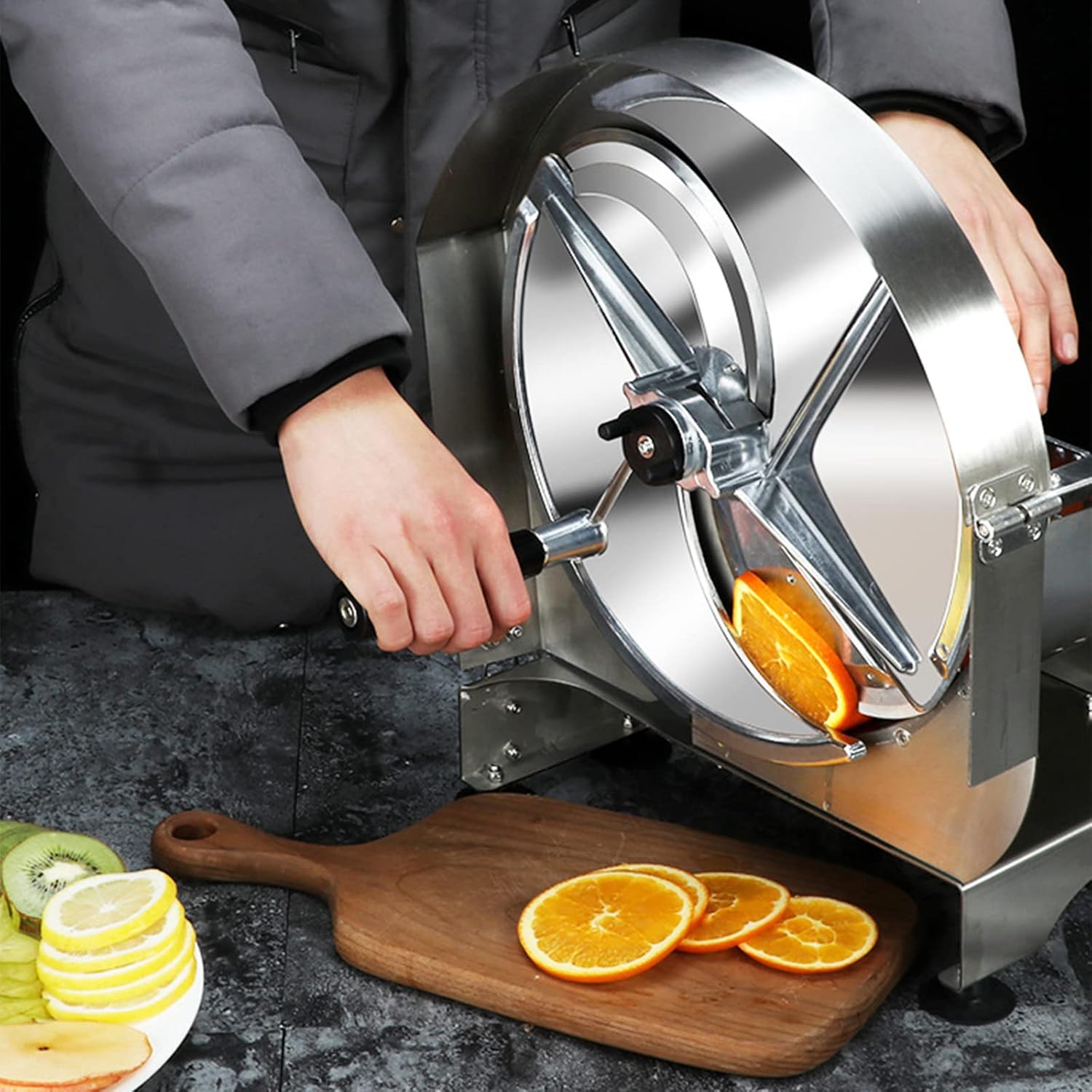 for Home Or Commercial Use,Food Slicer Portable Adjustable Thickness Meat Deli Cheese Stainless Steel Slicer Potato Chips Cut Fruit