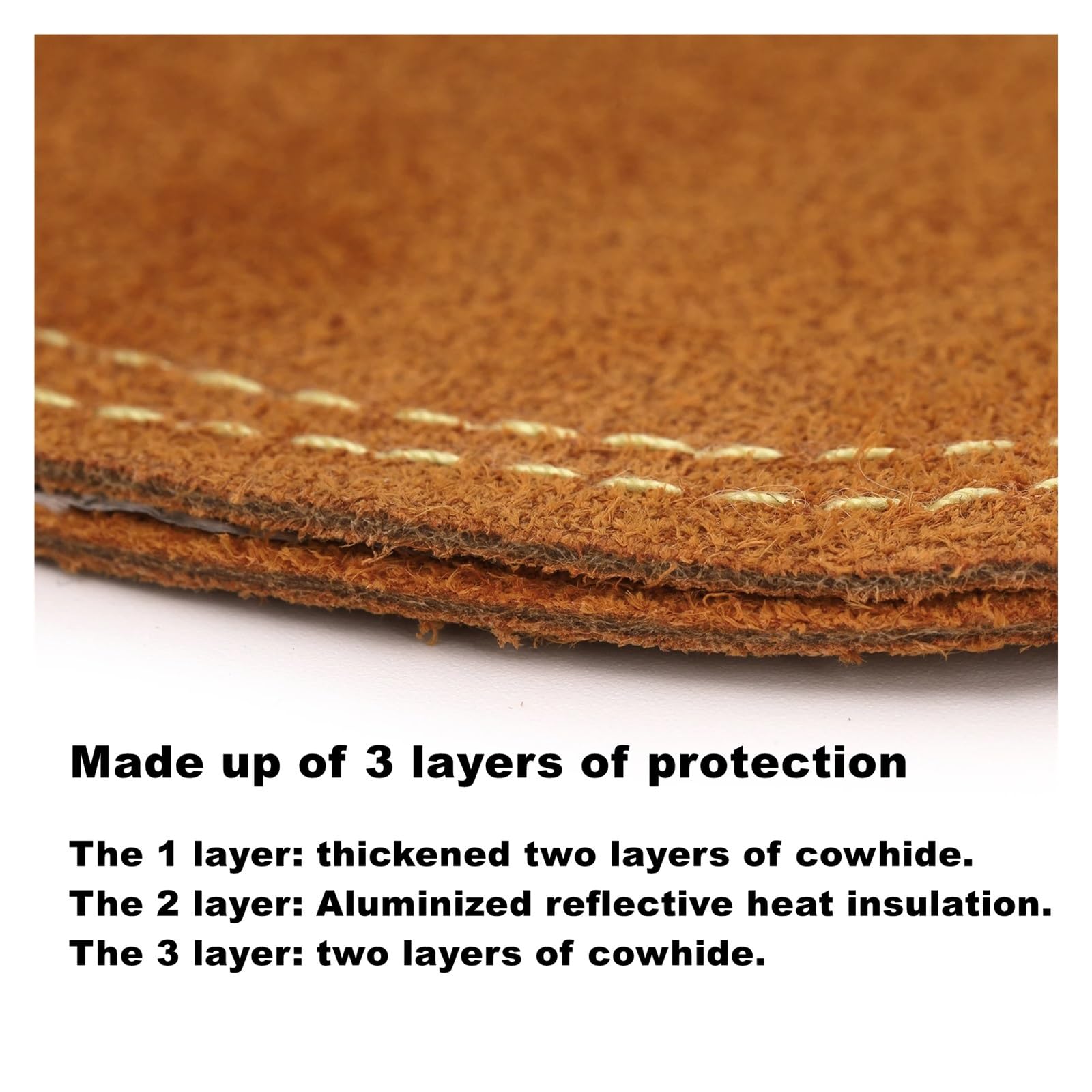 Protección para soldadura, Protector de mano for soldar, almohadilla de mano resistente a altas temperaturas, protector térmico de cuero (capa de aluminio) for corte industrial, caldera