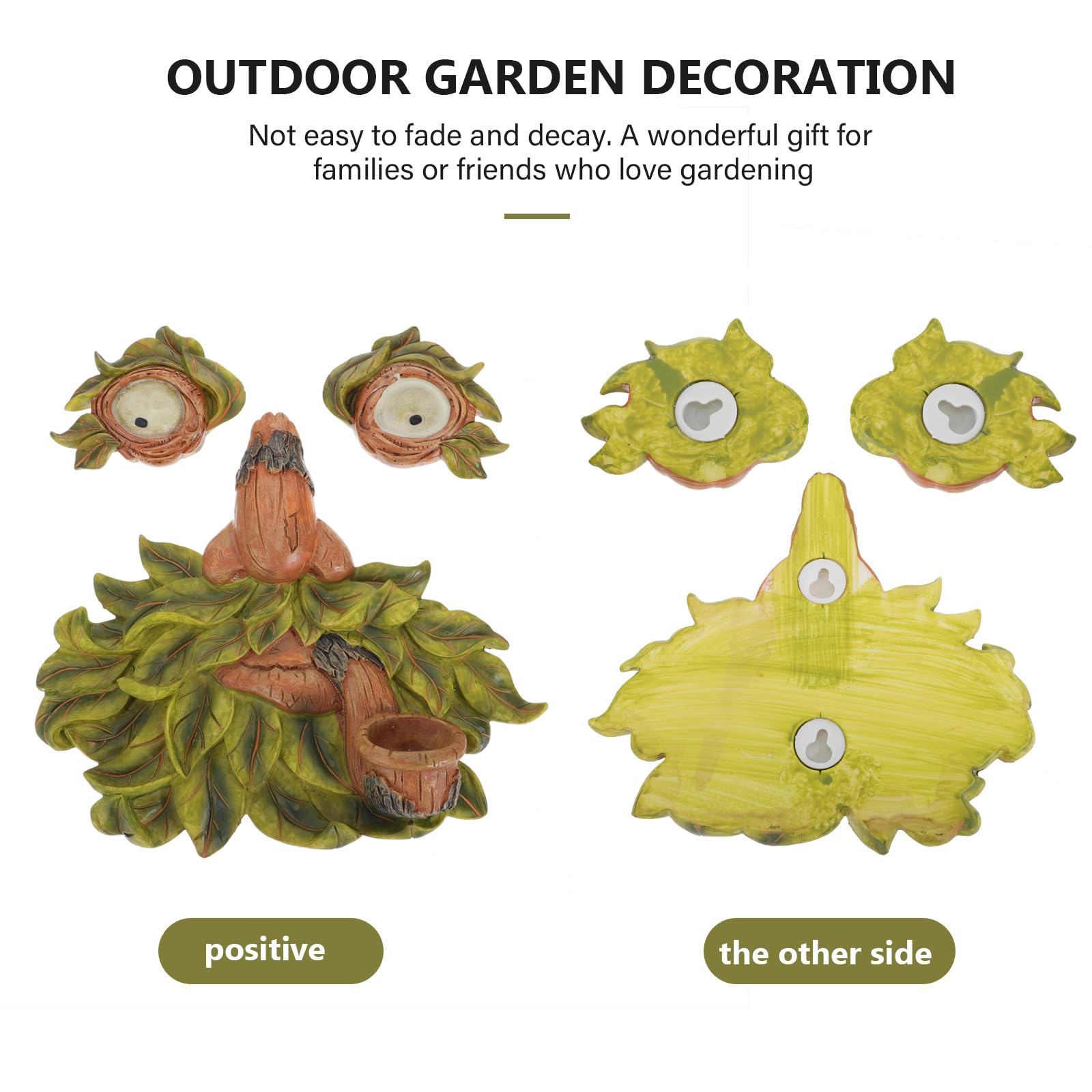 Yardenfun Resin Baumgesicht Anhänger Grün Garten Baumgesicht Deko aus Harz Langlebig für Garten Zaun und Baumstamm Dekoration