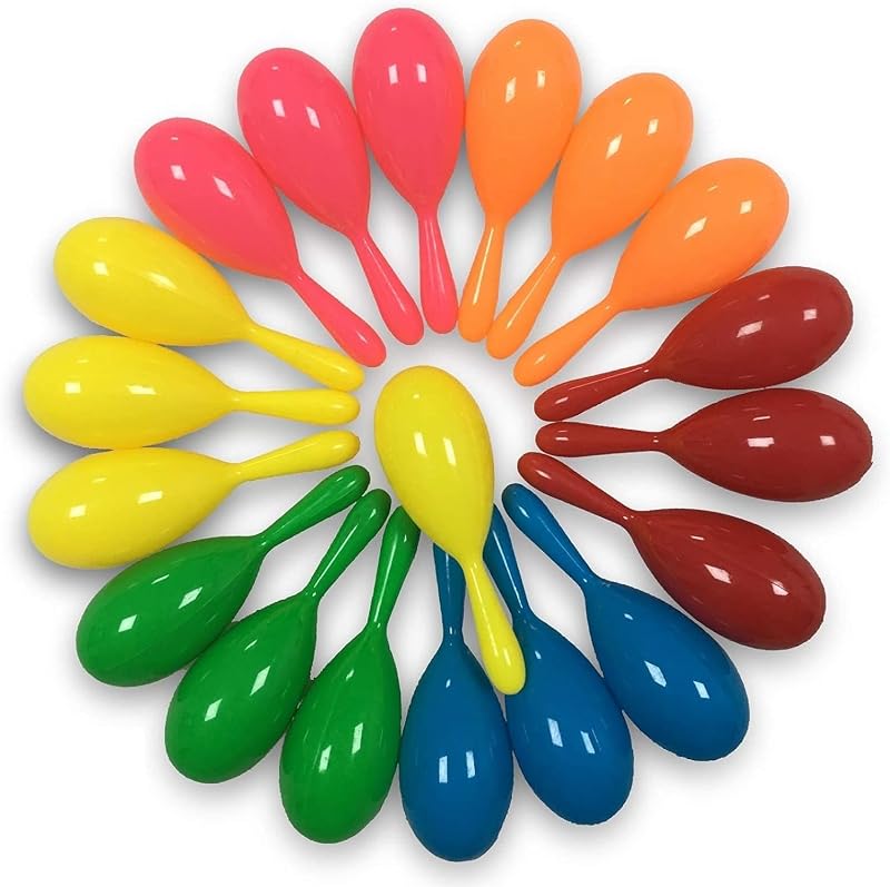 Mini Maracas para Niños Bebé Fiesta Mexicana Favores de Fiesta Cocteleras de Plástico | 12 piezas, a granel, para suministros de fiesta de cumpleaños del día de los muertos del cinco de mayo