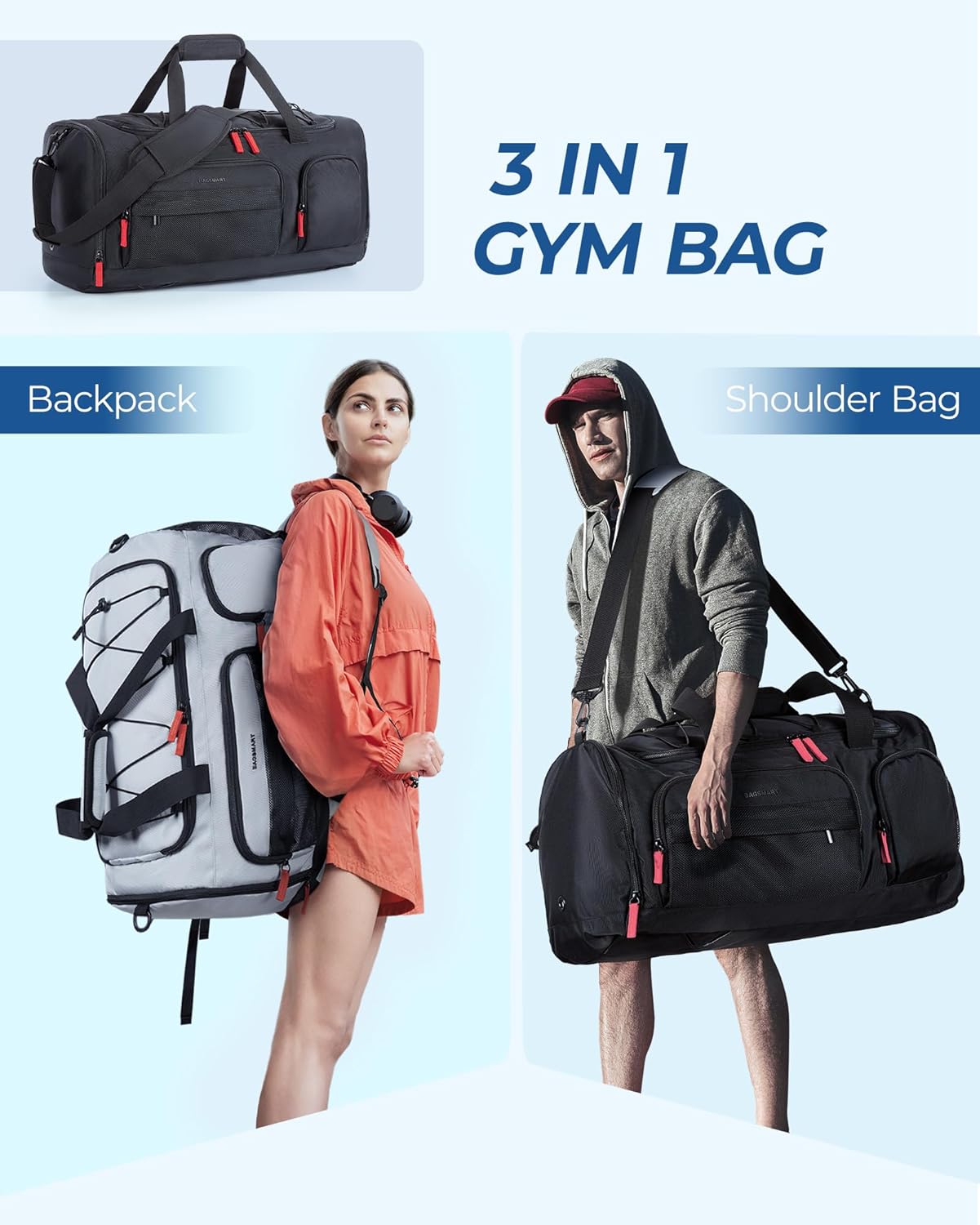 BAGSMART Large Gym Bag for Women Men, 63L Sports France Ubuy