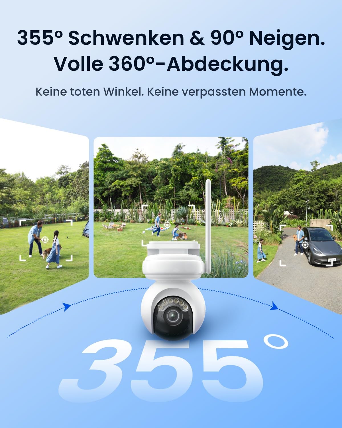 Reolink 4K Solar Überwachungskamera Aussen Akku Set, 20000mAh Akku, Auto-Tracking, ColorX-Nachtsicht, WLAN Kamera Outdoor mit WiFi 6, Lokaler Speicher, Ohne ABO-Gebühren, 2×Atlas PT Ultra mit Home Hub