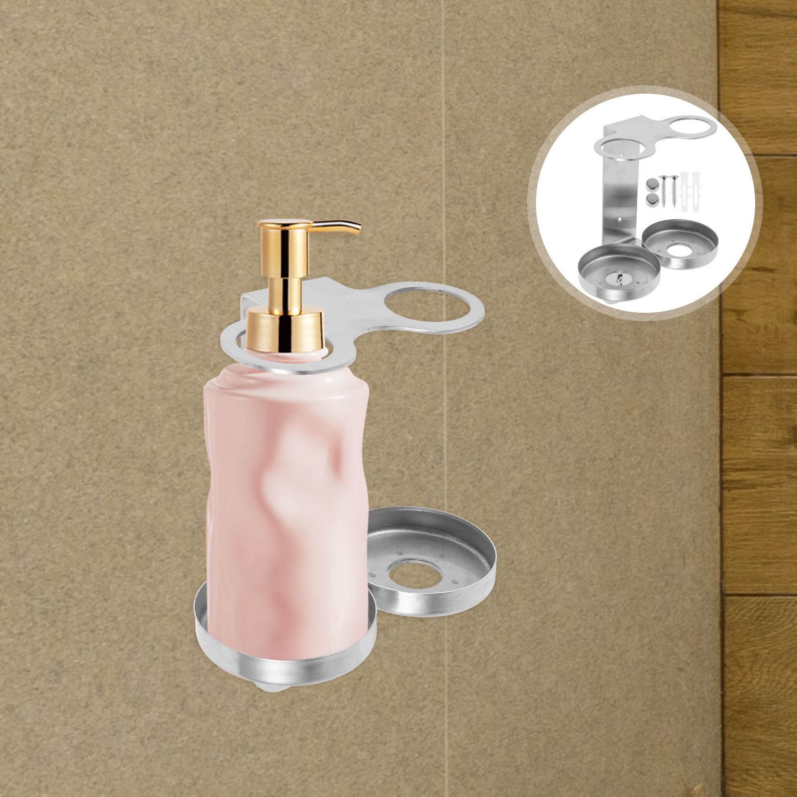 Gatuida Dispensador de Loción y Jabón de Acero Inoxidable sin Taladro, Soporte para Botellas de Champú y Jabón de Manos, Diseño Moderno, Adecuado para Baño y Ducha
