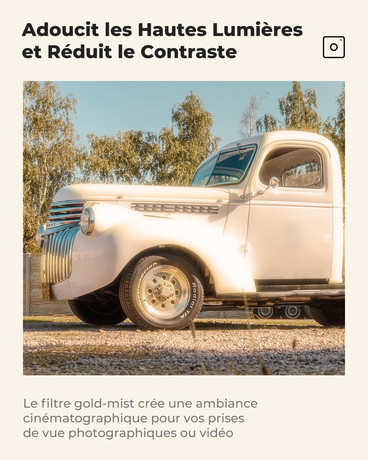 K&F CONCEPT 49mm Filtre Gold-Mist Diffusion Effet Cinématique Spécial et Chiffon de Nettoyage pour Objectif Appareil Photo Numérique