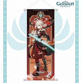 Rainteam Genshin Impact Poster Game Hanging Wall Art Artistic Canvas Genshin Character Posters with Rods for Living Room B...