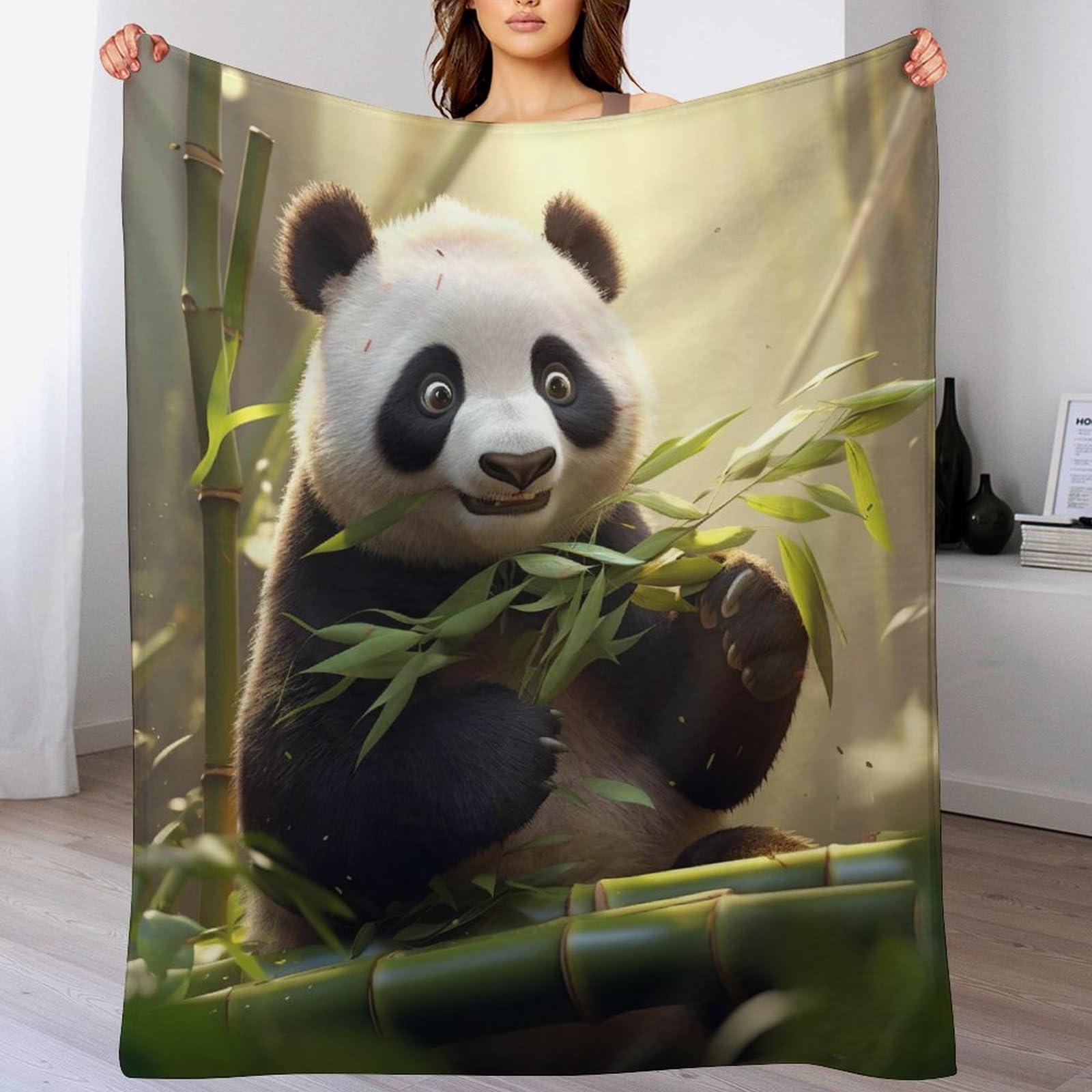Couverture plaid polaire panda 130x150cm jeté de canapé flanelle chaud