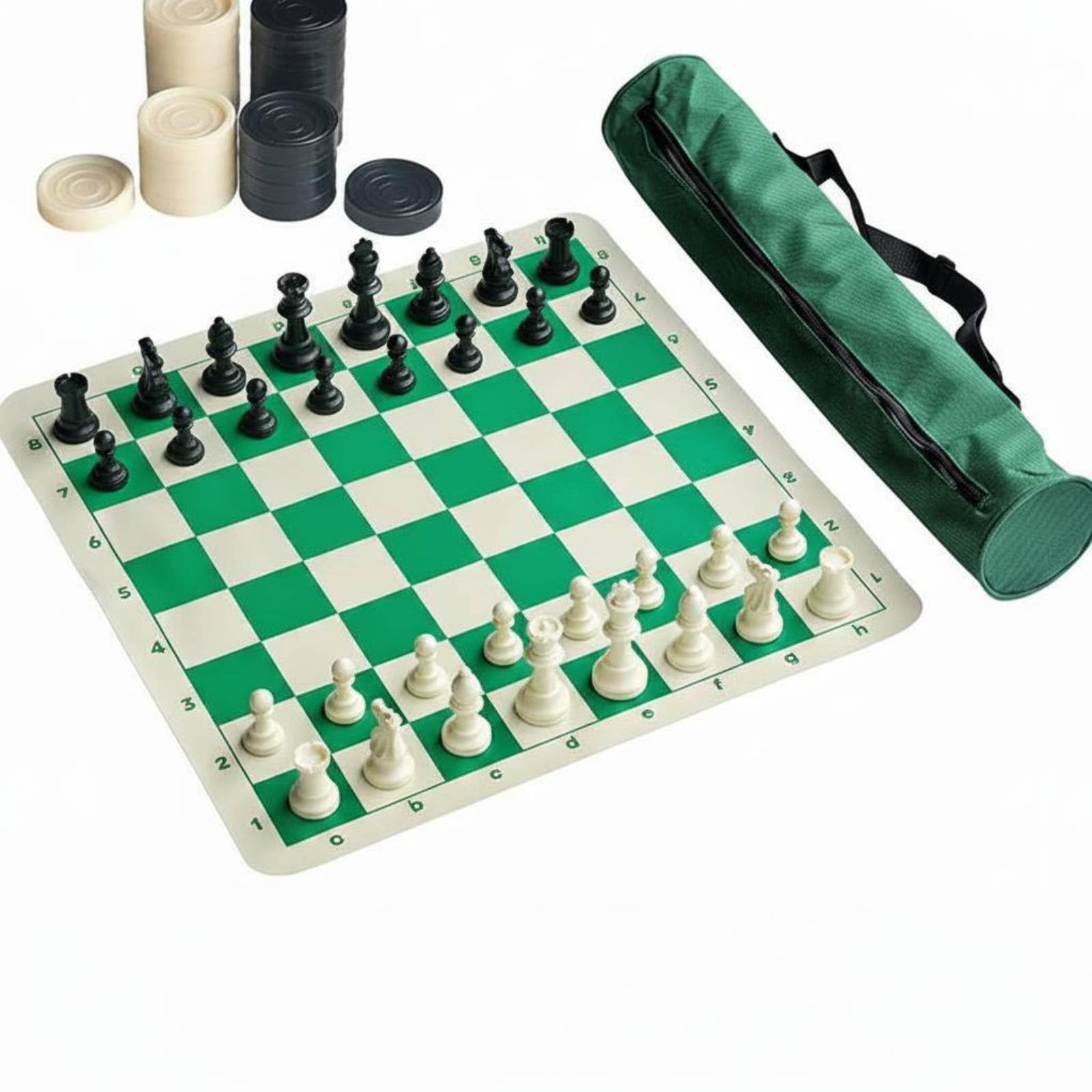 Zippered Portable Chess Set Carrying Bag Travel Chess Board with Handles Game Kit, Chess and Checkers-image-47