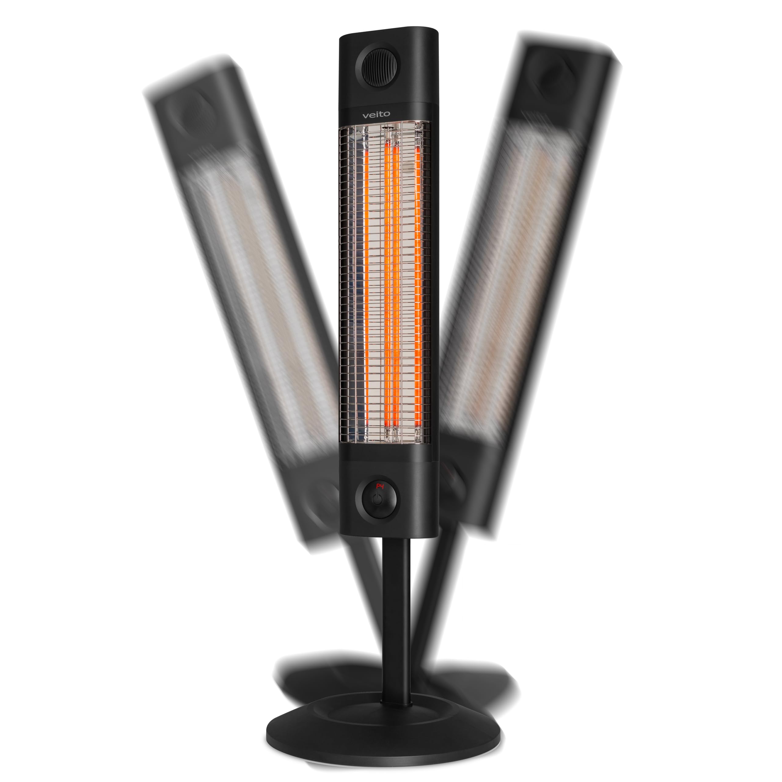 CH1800 RE Infrarot Standheizstrahler - 1800W, Höhenverstellbar, 4 Heizstufen, Fernbedienung, Sicherheitsfunktionen - Ideal für Terrasse, Balkon, Innenräume (schwarz)
