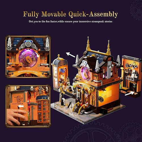 Miniatura 4 de Steampunk Memory Magic Shop - Juego de ladrillos de construcción, 2056 piezas de construcción modular de Chrono Custodians Collection Set de
