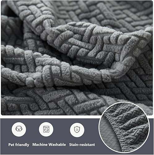 Miniatura 7 de Fundas mágicas para sofá modular, universales, resistentes al desgaste y elásticas con textura (gris, funda del respaldo, L)