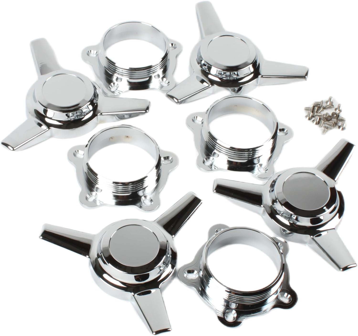 1 Set of 4 - Zinc Alloy Chrome Hubcaps for American Racing 2-1/4" or 2-1/8" SPACING Spinner Tribar Wheel Rim Center CAPS Lowrider Knock-Off Style Cover