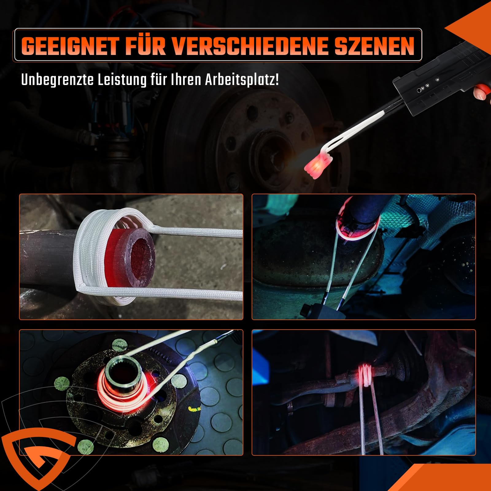 Induktionsheizgerät 1800W 800℃, Flammenloser Induktionsheizer Schraubenlöser mit 4 Heizspulen, Tragbares Magnetisches Induktionsheizgerät zum Lösen von Bolzen und Muttern, für PKW SUV LKW Werkstatt