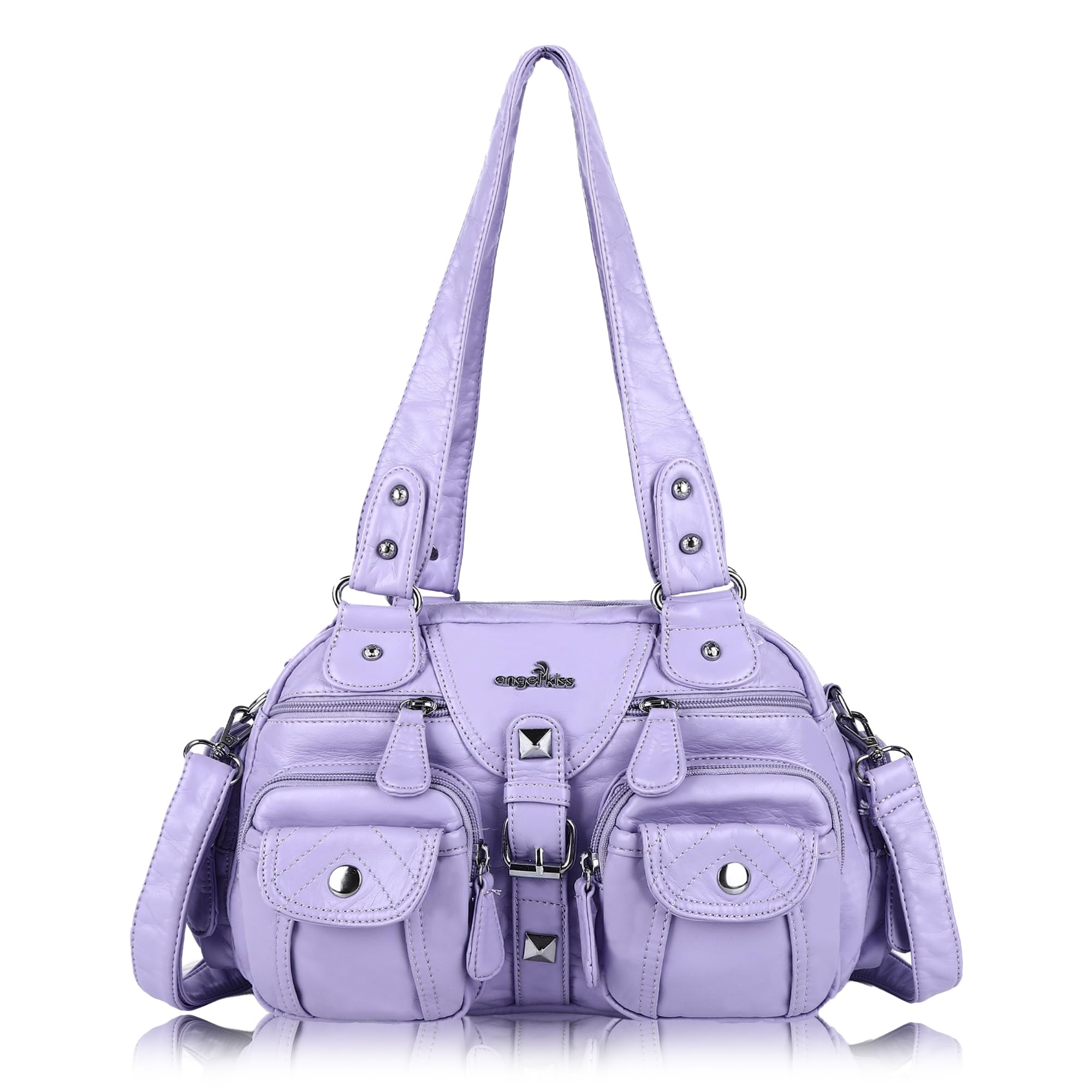 Angel Kiss Hobo Handbags for Women Small Tote Shoulder Bag Soft PU Leather Crossbody Bag with Multi Pocket