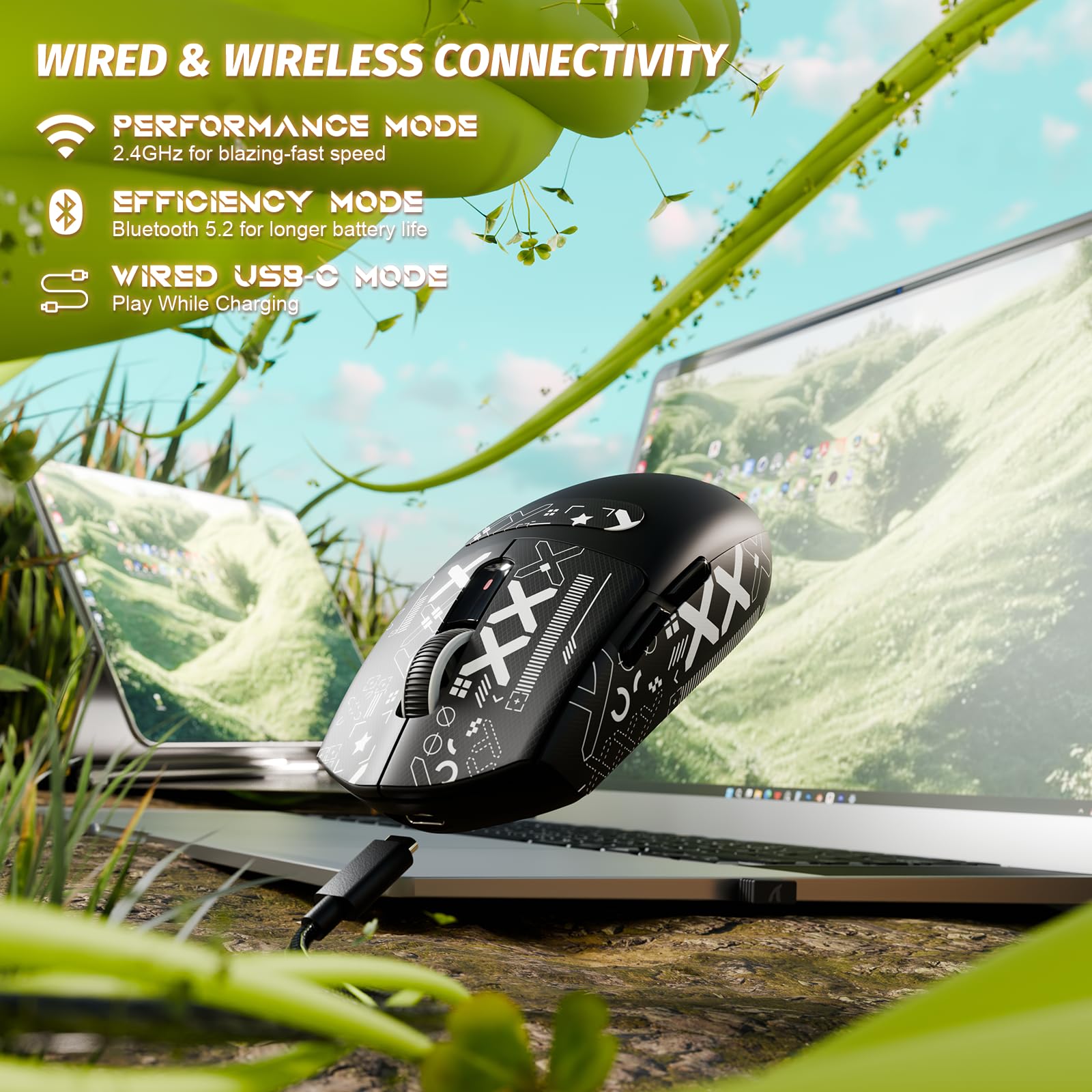 ATTACK SHARK G3 Wireless Gaming Mouse - Tri-Mode 25,000 DPI 59g Lightweight