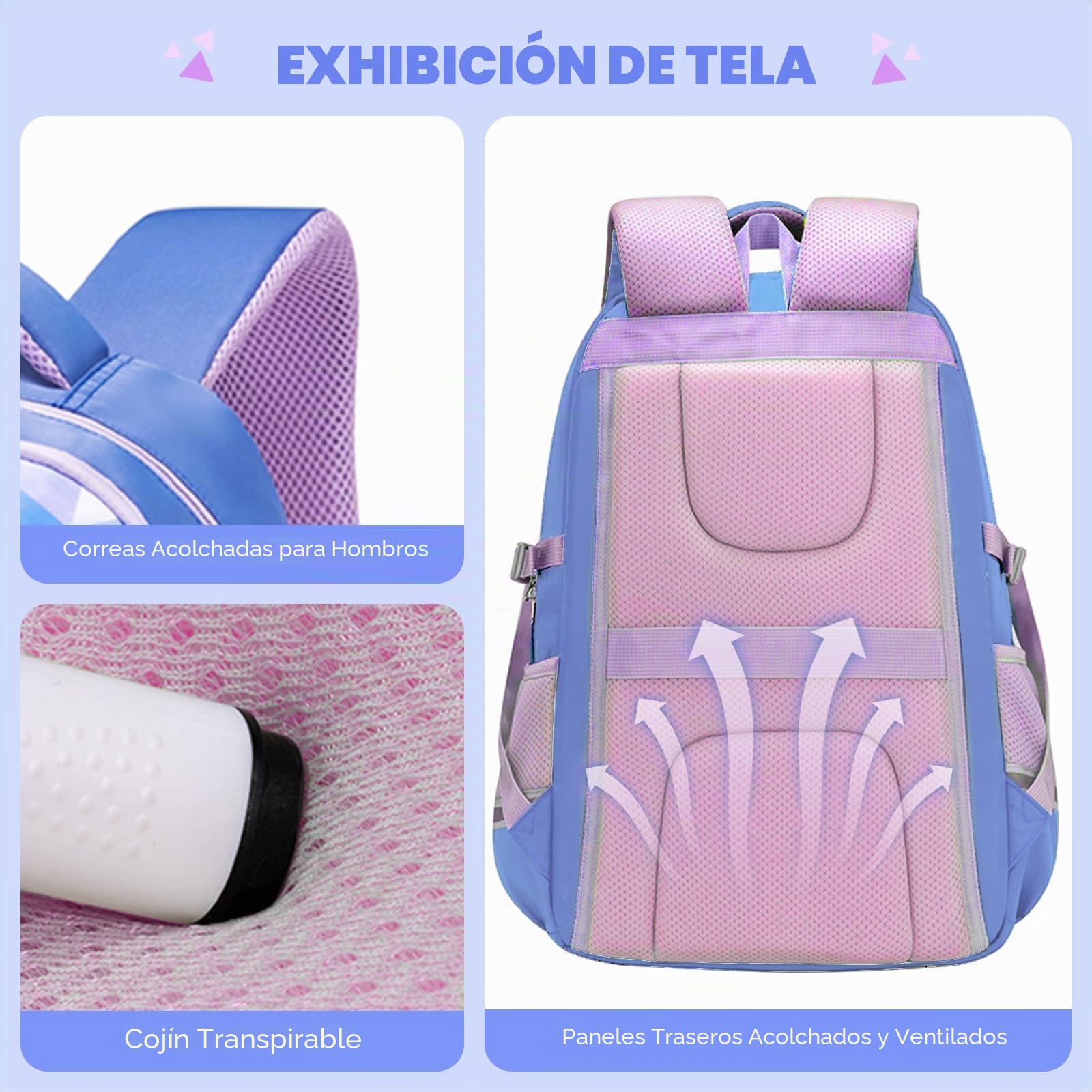 Amythe Mochila Escolar Adolescentes Niñas 8 a 15 Años Joven 46L, Azul Claro
