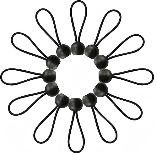 Lanlord Paquete de 20 cuerdas elásticas negras de 2 tamaños, 6, 11 pulgadas (incluye bola) cuerdas elásticas con bolas, 30 unidades, cuerdas