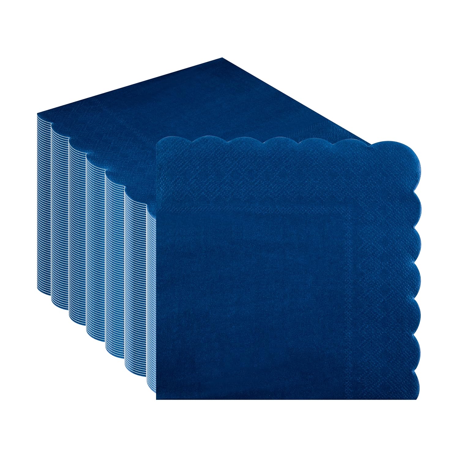 100-Pack Navy Paper Napkins, CEILIWEN Navy Blue Party Serviettes for Party, VE Day, Birthday, Retirement & Catering, 2-Ply, 32x32cm Scalloped Napkins