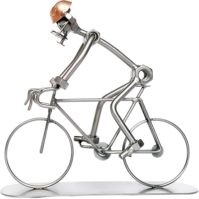 Boltmen Cyclist Sculpture - Biker - Creative Handcrafted Metal Ornament - Great Cycling Gift For Cyclists Bike Rider Present