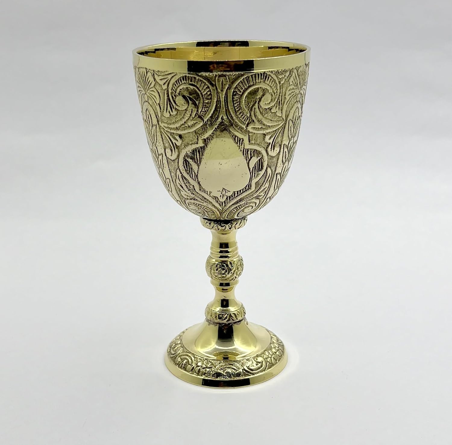 Handmade Brass Wine Goblet – 6 Inch, 8 oz Vintage Chalice for Weddings, Parties & Medieval Decor – Polished Gold Finish Drinking Cup for Adults