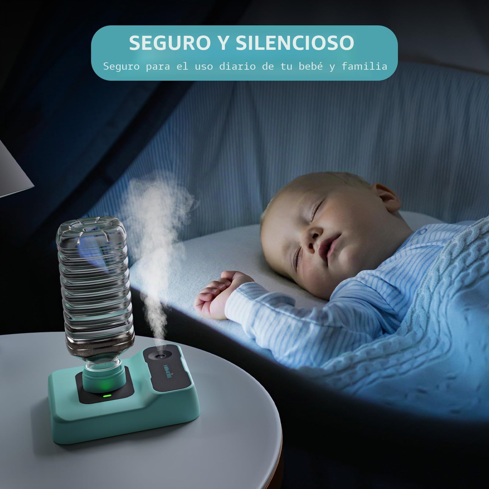 Humidificador de viaje, humidificador pequeño portátil para plantas, dormitorio, oficina, hotel o coche, funciona con pilas, mini humidificadores de niebla fría, silencioso 23 dB, apagado