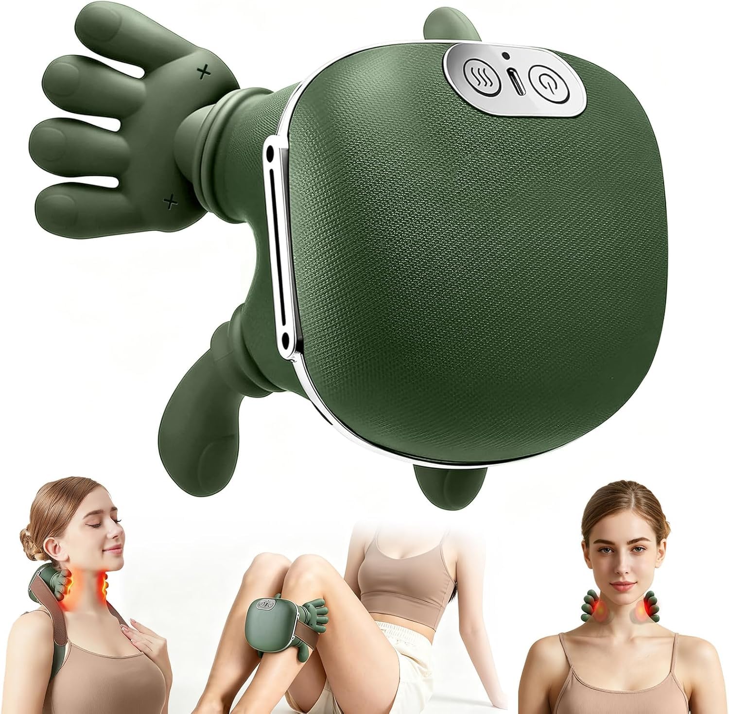 DNY 4D Neck Massager Wireless | Neck Therapy Device with 2 Heat Levels | 3 Modes | USB Rechargeable 2000mAh Battery | Deep Kneading Portable Relaxation Machine (Emerald Green)-image-42
