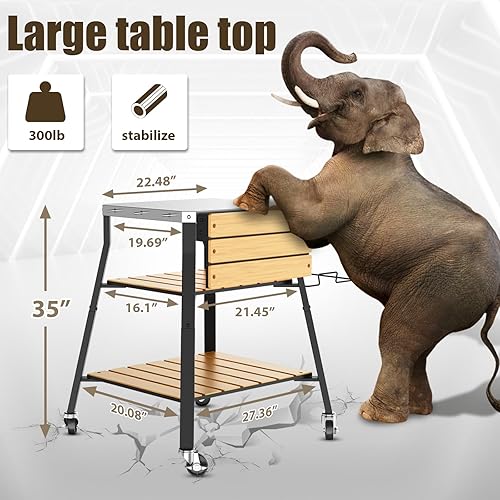 Miniatura 2 de Soporte para horno de pizza y estante para horno de pizza Solo Stove Pi, Outrdoor XSKUNStand para Ninja Woodfire, mesa de cocina para cocinar con